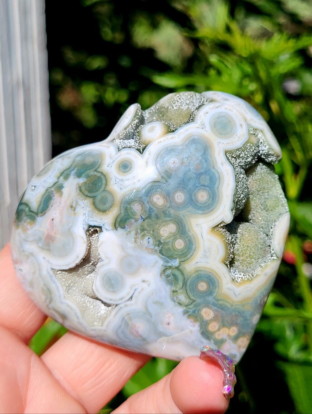 Big Puffy 6 Vein Ocean Jasper Heart
